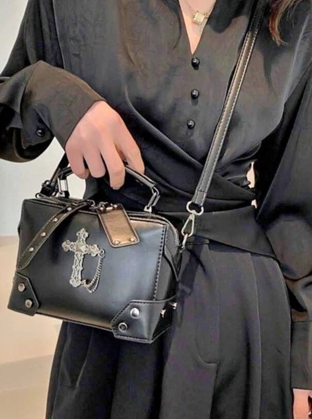 New Studded Crossbody Mini Bag in Black